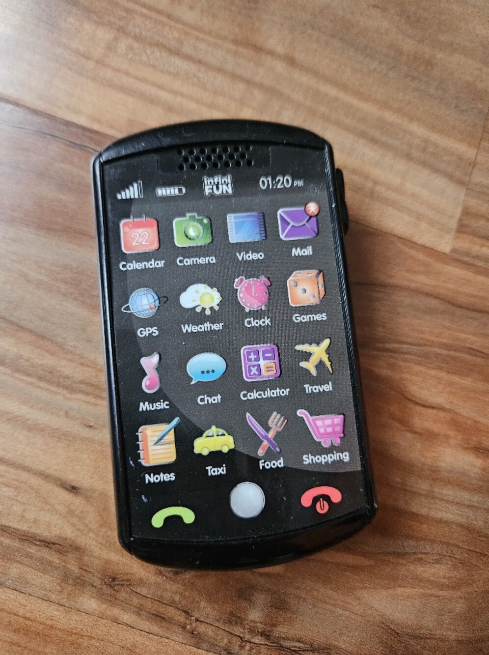 Black Baby Play Toy Touchscreen Feature Phone with Colorful Icons